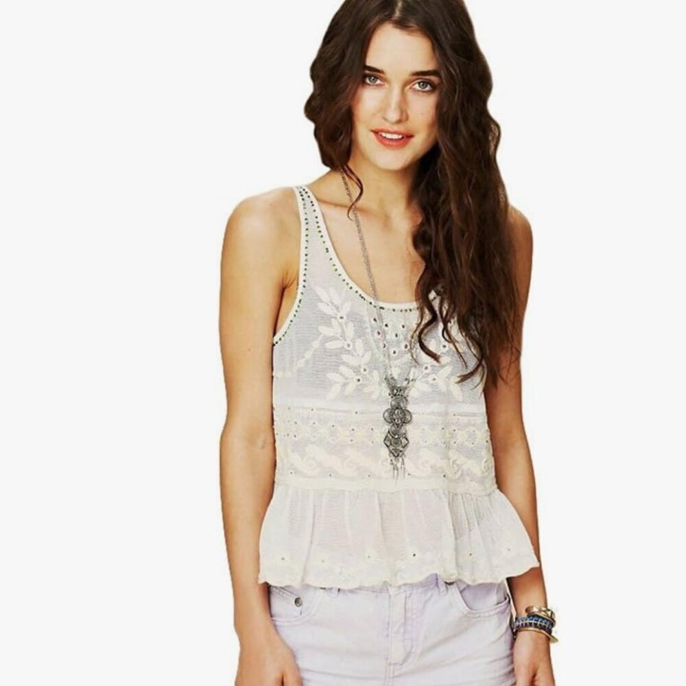 Free People Lace Peplum Top - Size Large